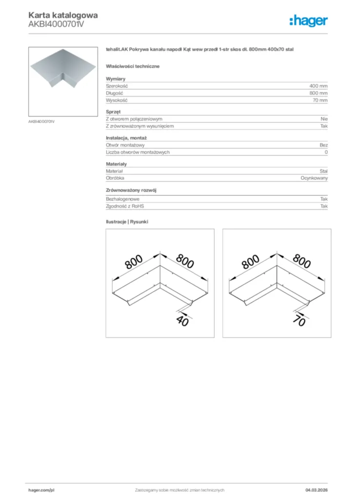 Zdjęcie Hager Karta katalogowa AKBI4000701V | Hager Polska