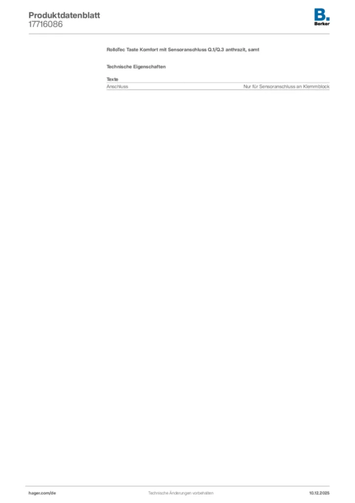 Bild Berker Produktdatenblatt 17716086 | Hager Deutschland