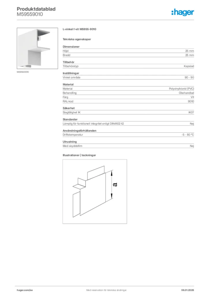 Bild Hager Produktdatablad M59559010 | Hager Sverige