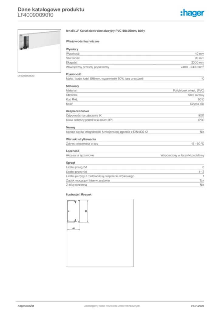 Zdjęcie Hager Karta katalogowa LF4009009010 | Hager Polska