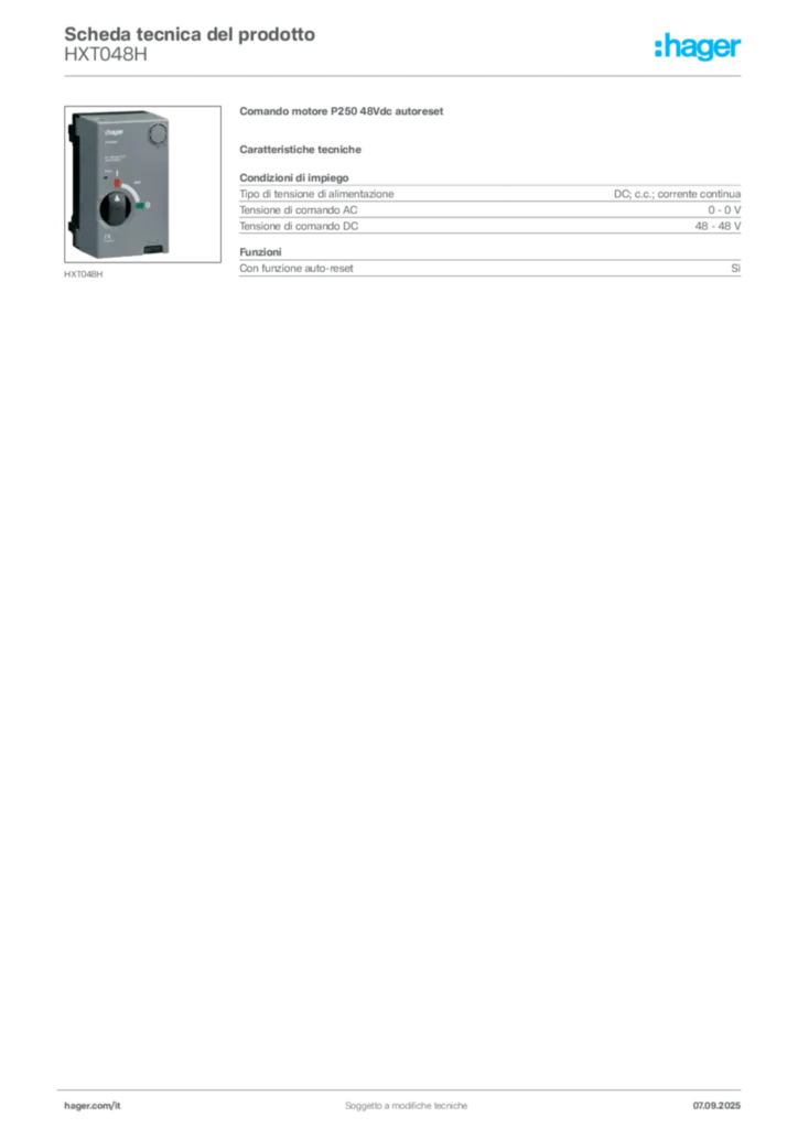 Immagine Hager Scheda tecnica del prodotto HXT048H | Hager Italia