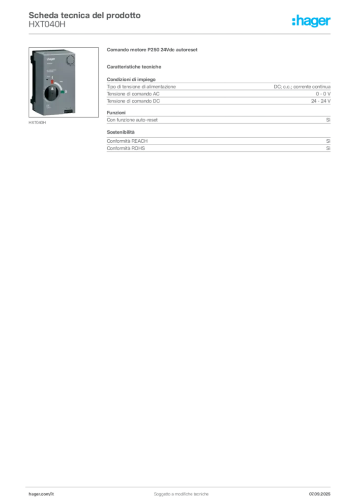 Immagine Hager Scheda tecnica del prodotto HXT040H | Hager Italia