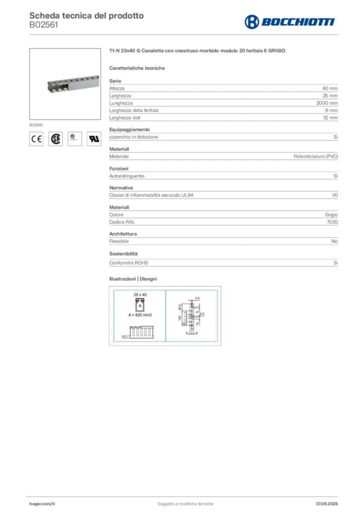 Immagine Bocchiotti Scheda tecnica del prodotto B02561 | Hager Italia