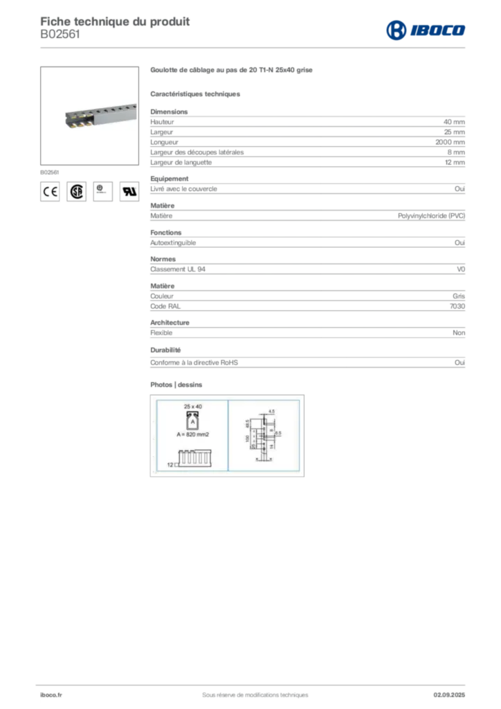 Image Iboco Fiche technique du produit B02561 | Hager France