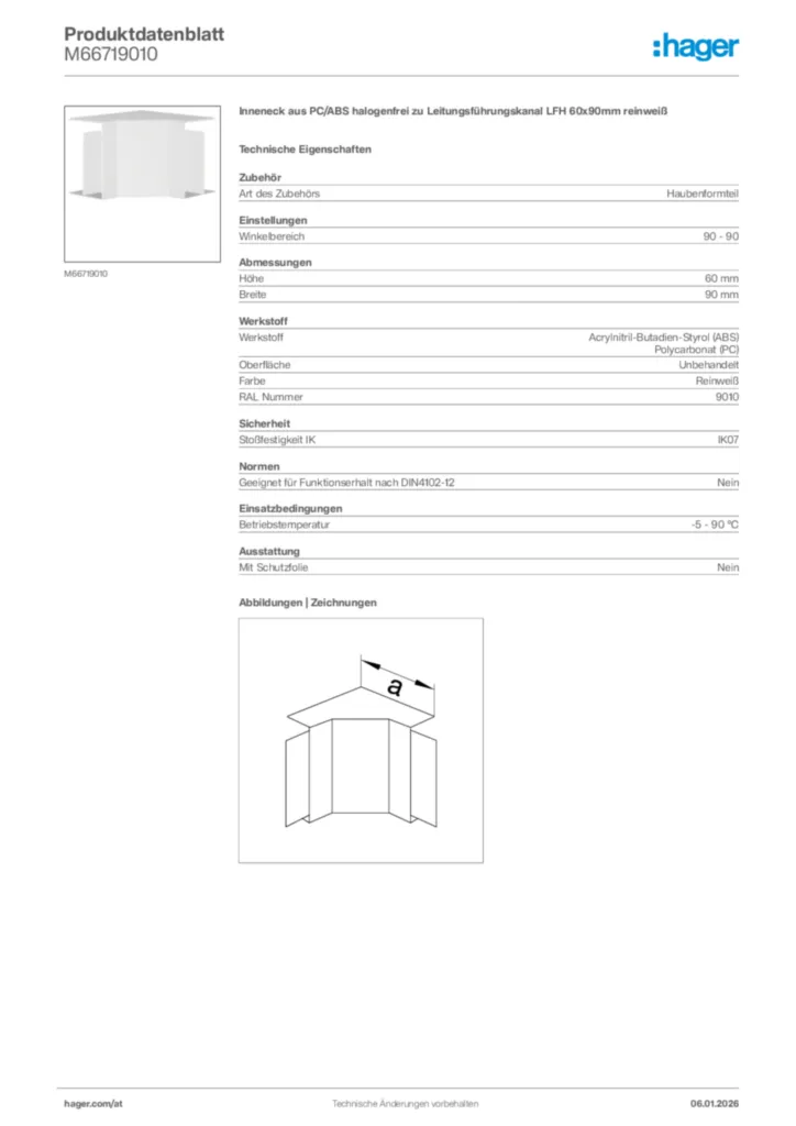 Bild Hager Produktdatenblatt M66719010 | Hager Deutschland