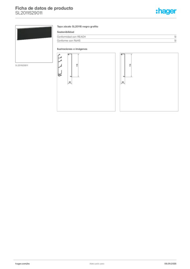 Imagen Hager Ficha de datos de producto SL2011529011 | Hager España