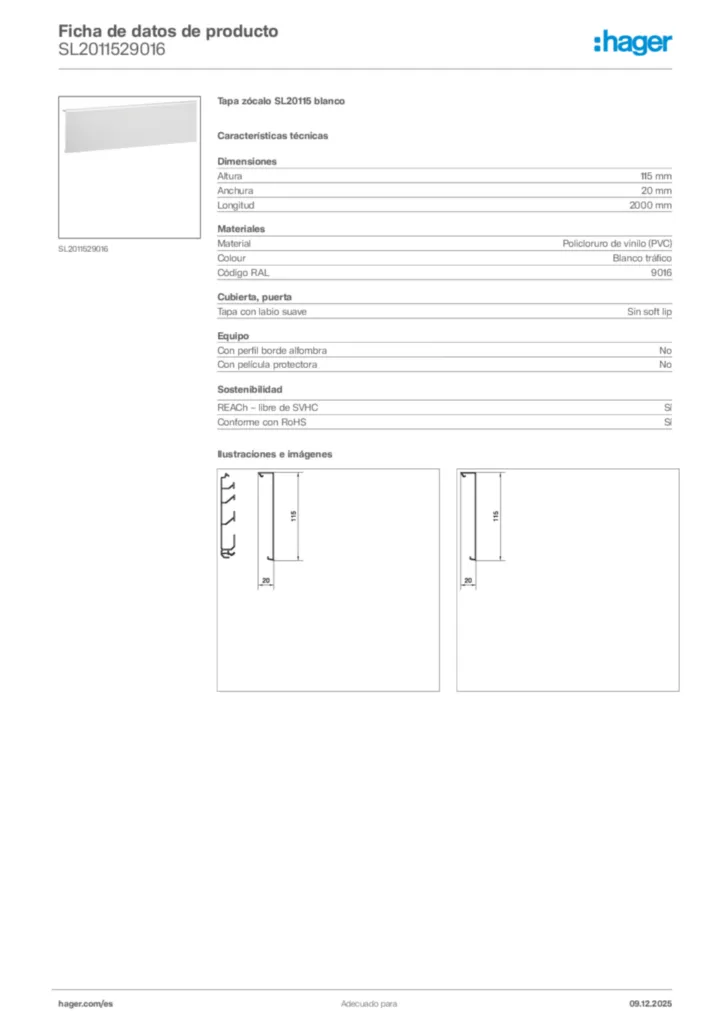 Imagen Hager Ficha de datos de producto SL2011529016 | Hager España