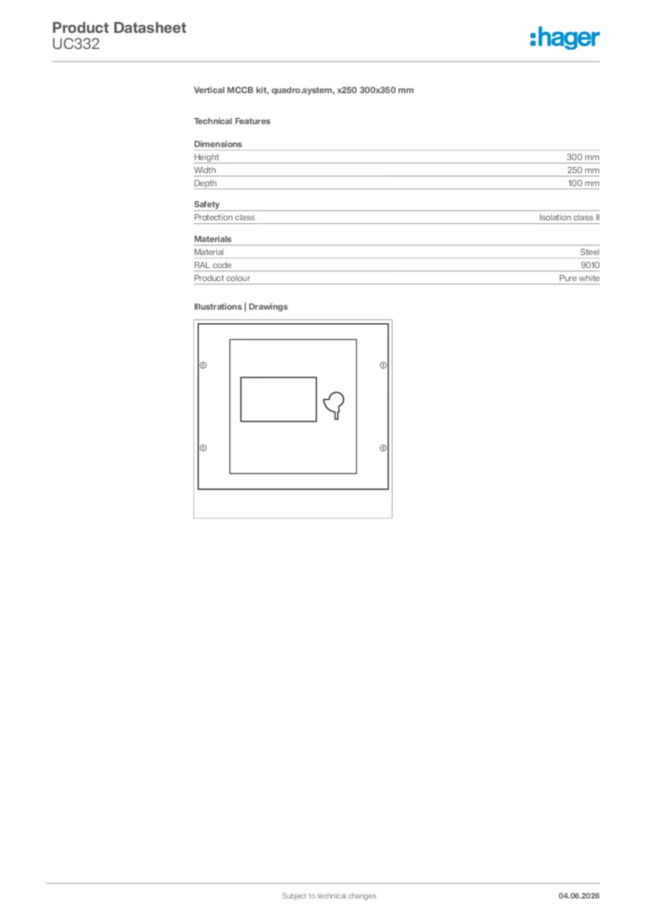 Image Hager Product data sheet UC332  | Hager Africa