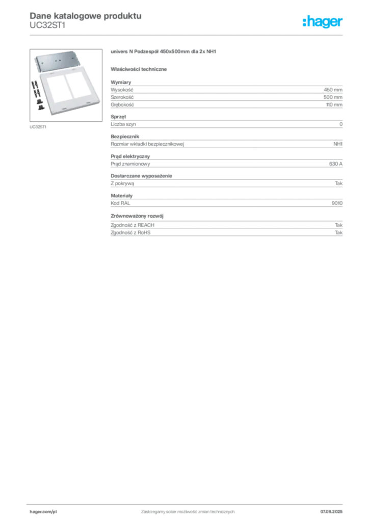 Zdjęcie Hager Dane katalogowe produktu UC32ST1 | Hager Polska