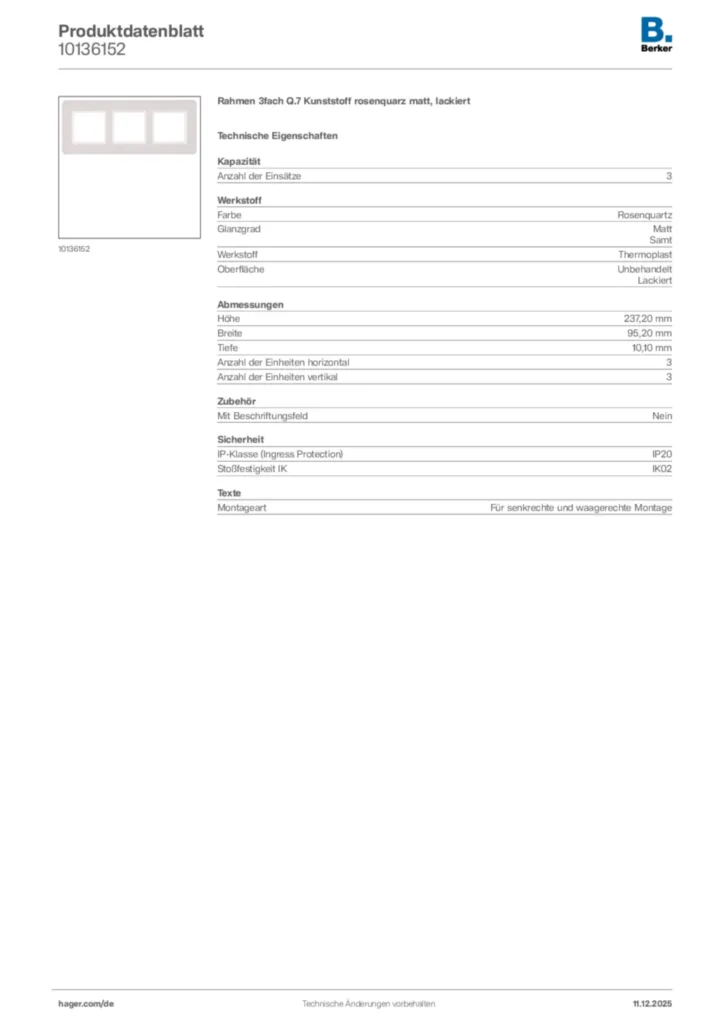 Bild Berker Produktdatenblatt 10136152 | Hager Deutschland