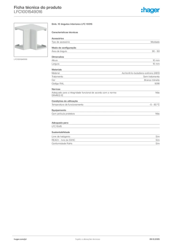 Imagem Hager Ficha técnica do produto LFC1001549016 | Hager Portugal