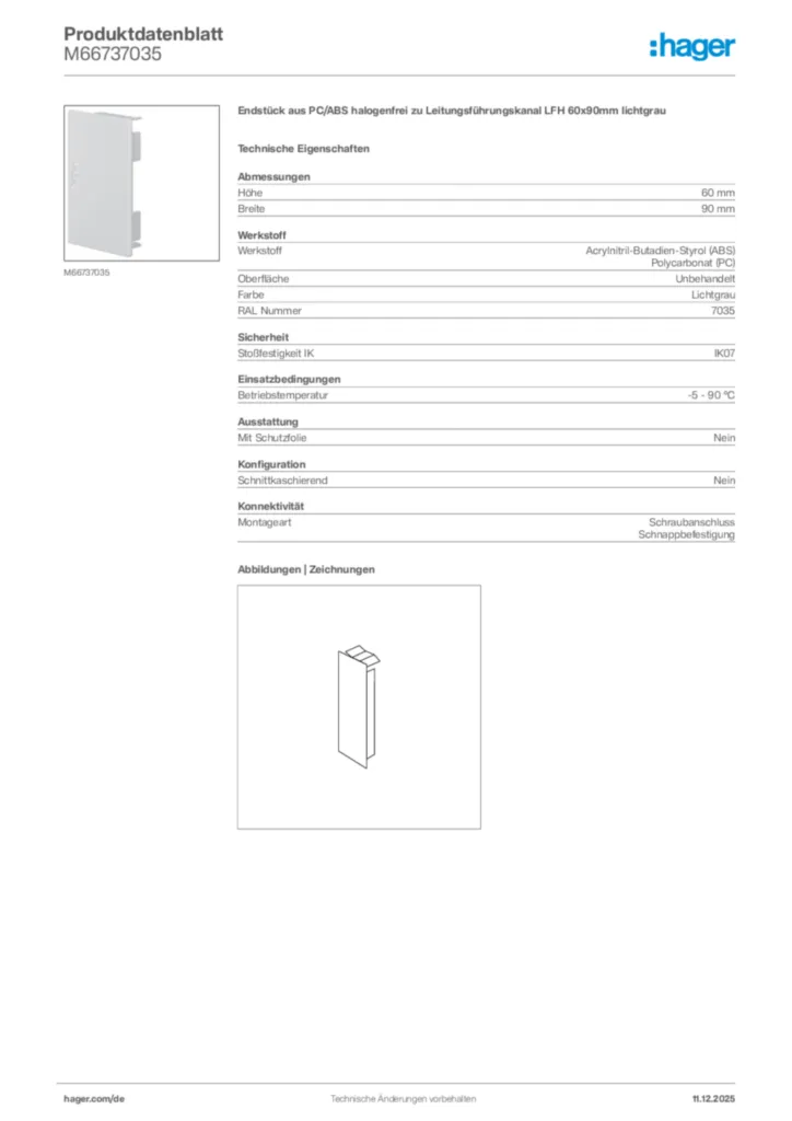 Bild Hager Produktdatenblatt M66737035 | Hager Deutschland