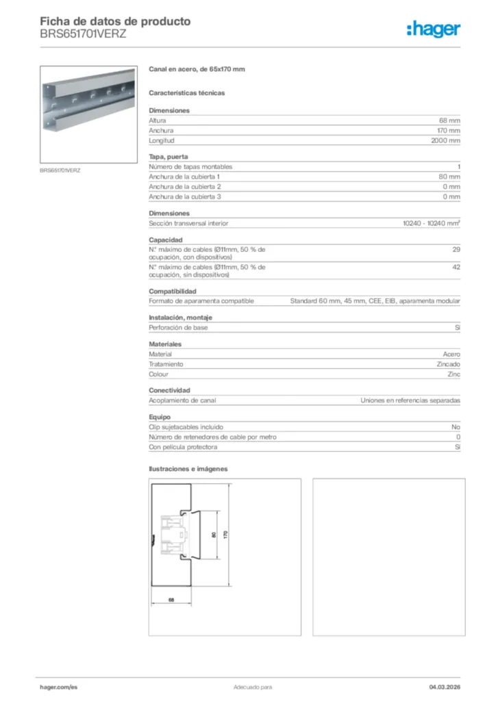 Imagen Hager Ficha de datos de producto BRS651701VERZ | Hager España