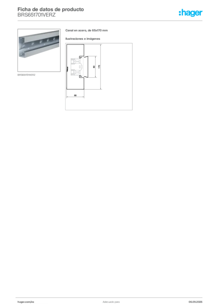 Imagen Hager Ficha de datos de producto BRS651701VERZ | Hager España
