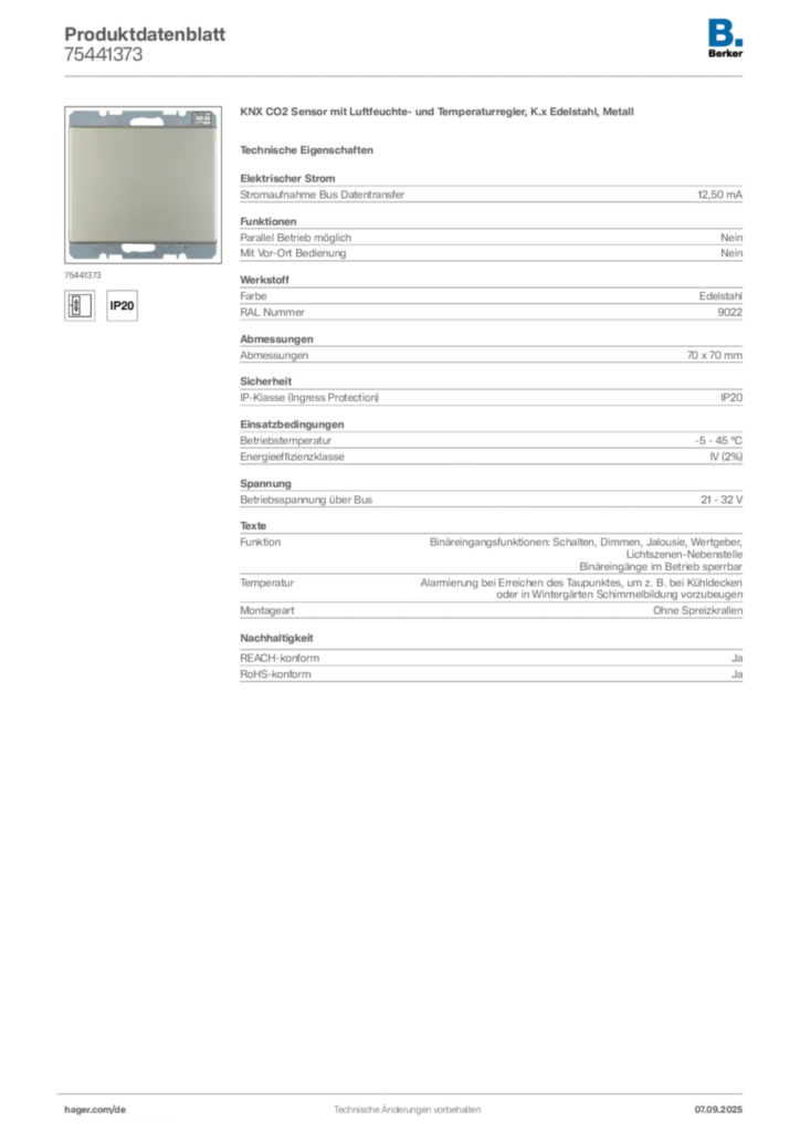 Berker Produktdatenblatt 75441373