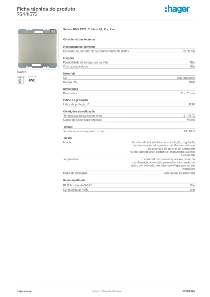Imagem Hager Ficha técnica do produto 75441373 | Hager Portugal