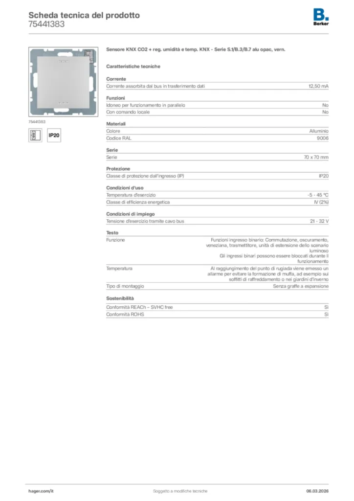 Immagine Berker Scheda tecnica del prodotto 75441383 | Hager Italia