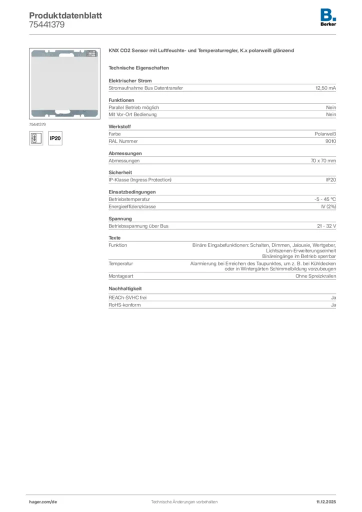 Berker Produktdatenblatt 75441379