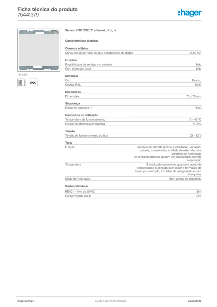 Imagem Hager Ficha técnica do produto 75441379 | Hager Portugal