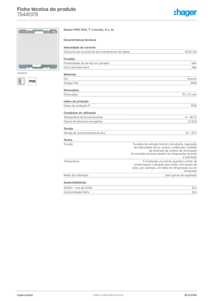 Imagem Hager Ficha técnica do produto 75441379 | Hager Portugal