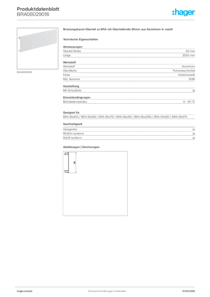 Bild Hager Produktdatenblatt BRA08029016 | Hager Deutschland