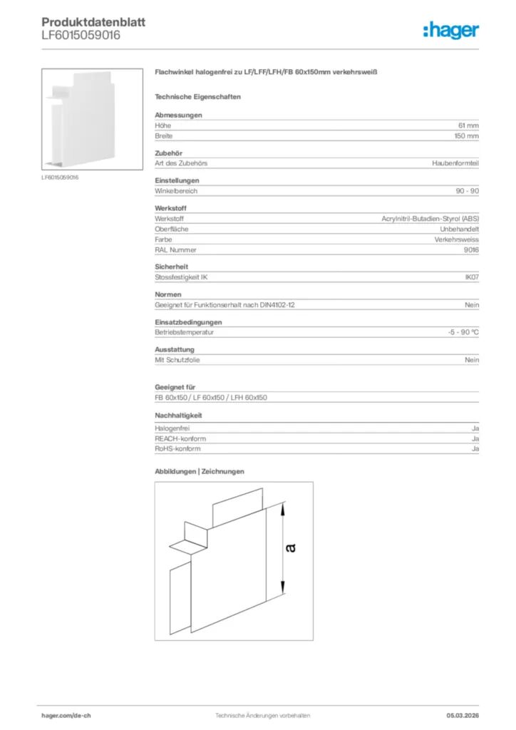 Bild Hager Produktdatenblatt LF6015059016 | Hager Schweiz