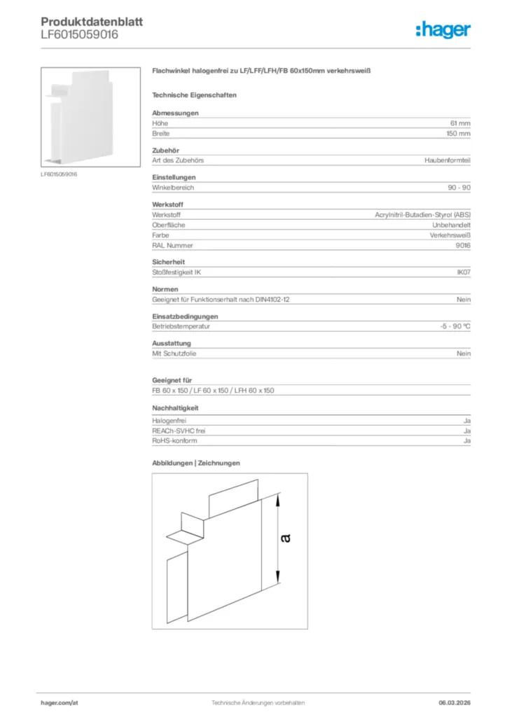 Bild Hager Produktdatenblatt LF6015059016 | Hager Deutschland