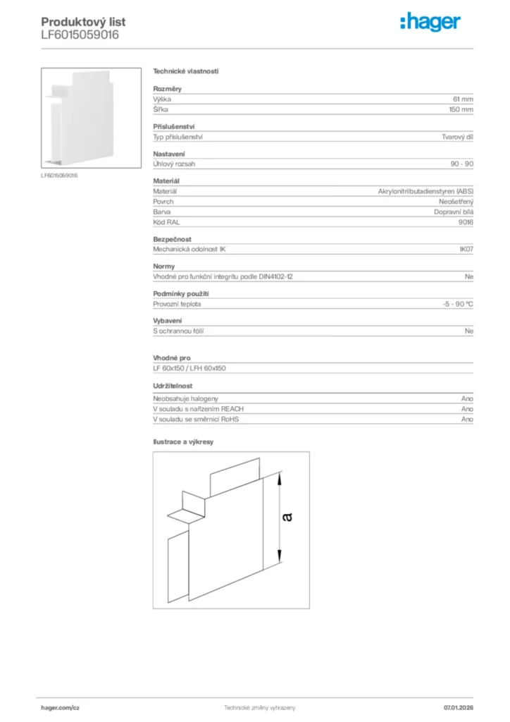 Obrázek Hager Product data sheet LF6015059016 | Hager