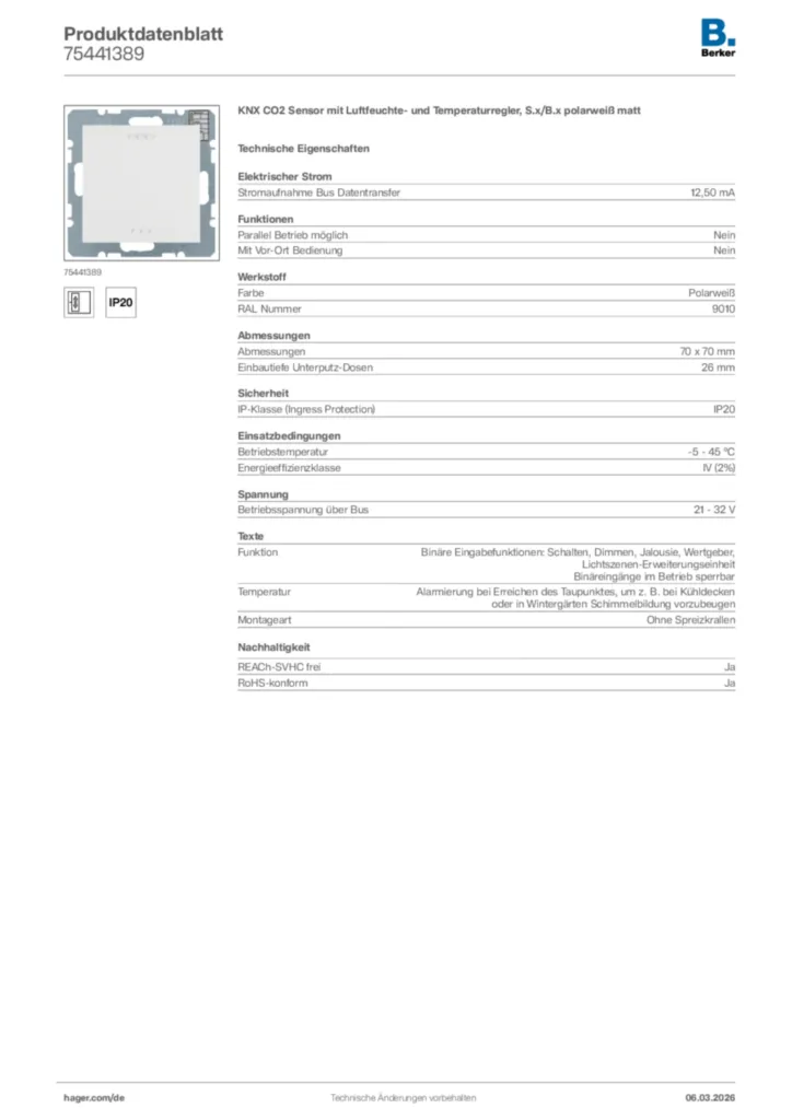 Bild Berker Produktdatenblatt 75441389 | Hager Deutschland