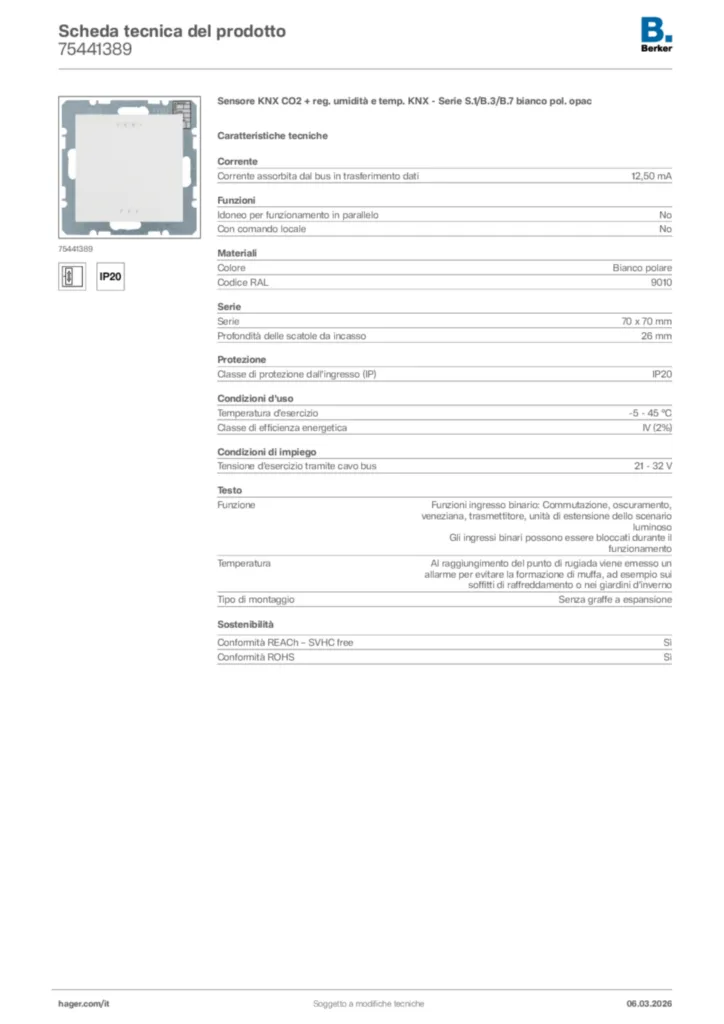 Immagine Berker Scheda tecnica del prodotto 75441389 | Hager Italia