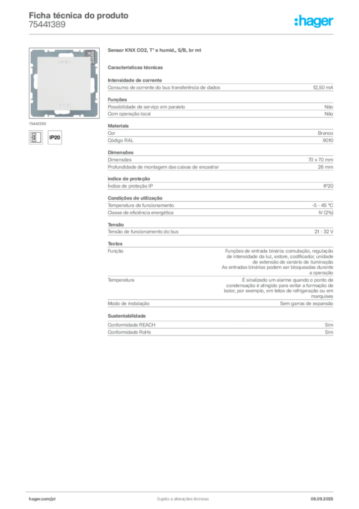 Imagem Hager Ficha técnica do produto 75441389 | Hager Portugal