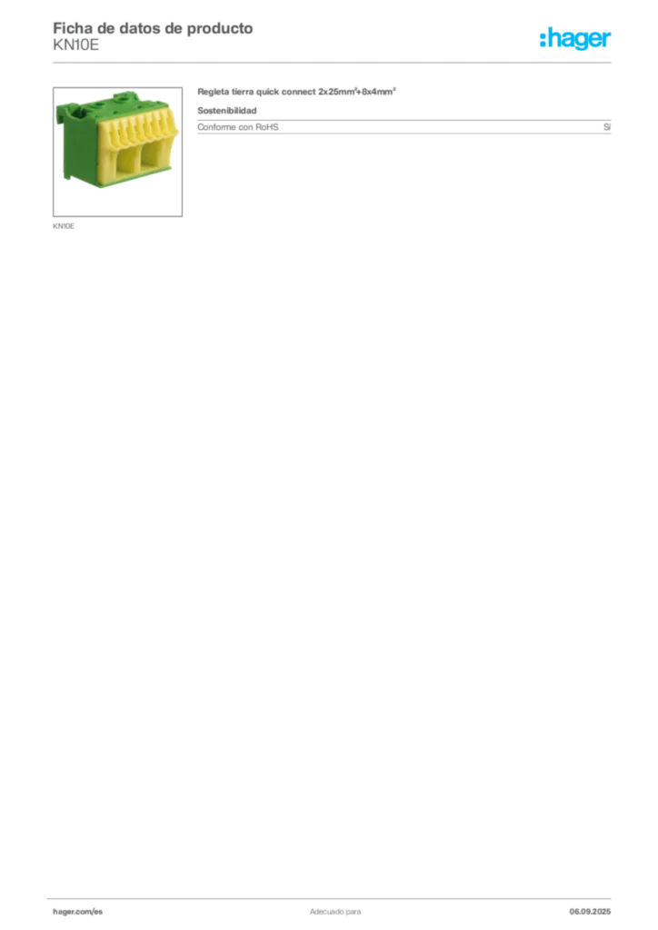 Imagen Hager Ficha de datos de producto KN10E | Hager España