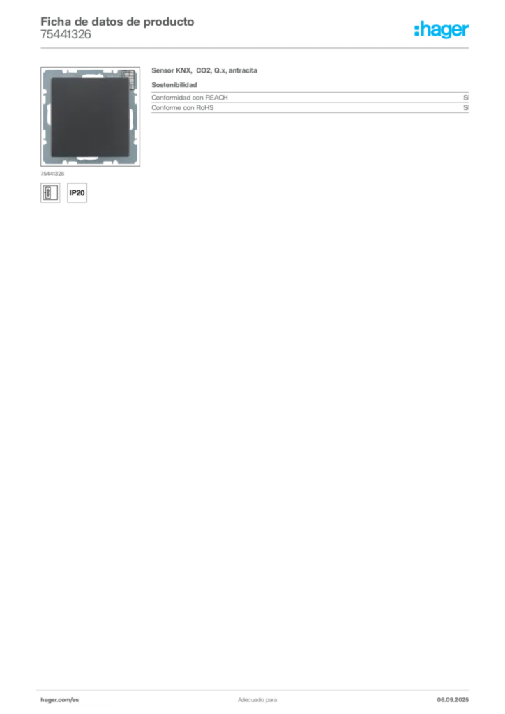 Imagen Hager Ficha de datos de producto 75441326 | Hager España