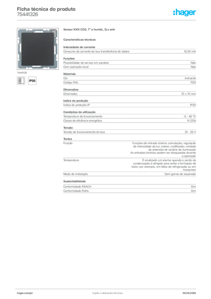 Imagem Hager Ficha técnica do produto 75441326 | Hager Portugal