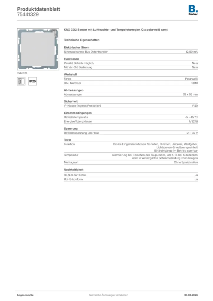 Bild Berker Produktdatenblatt 75441329 | Hager Deutschland