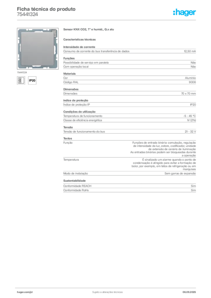 Imagem Hager Ficha técnica do produto 75441324 | Hager Portugal