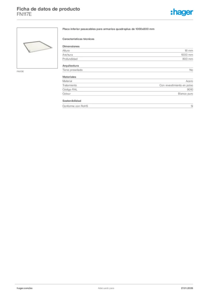 Imagen Hager Ficha de datos de producto FN117E | Hager España