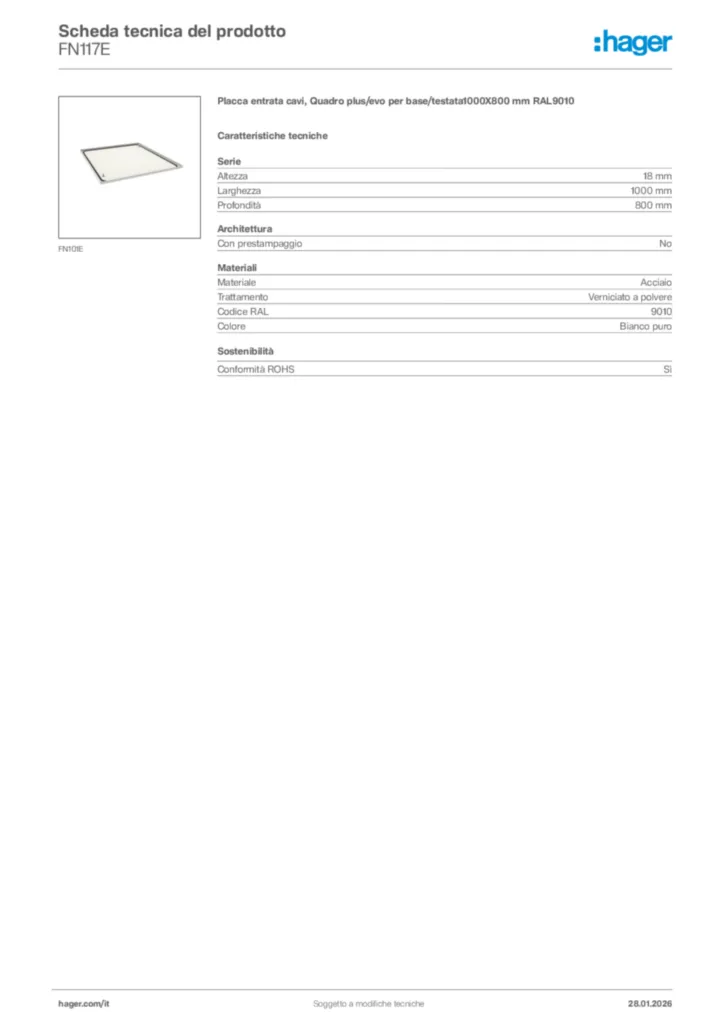 Immagine Hager Scheda tecnica del prodotto FN117E | Hager Italia