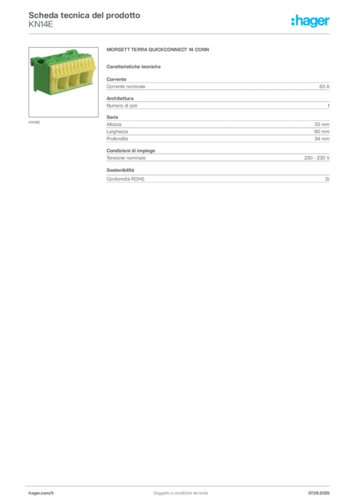 Immagine Hager Scheda tecnica del prodotto KN14E | Hager Italia