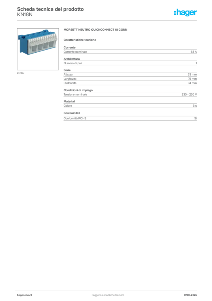 Immagine Hager Scheda tecnica del prodotto KN18N | Hager Italia
