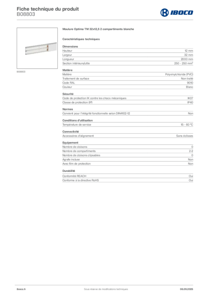Image Iboco Fiche technique du produit B08803 | Hager France