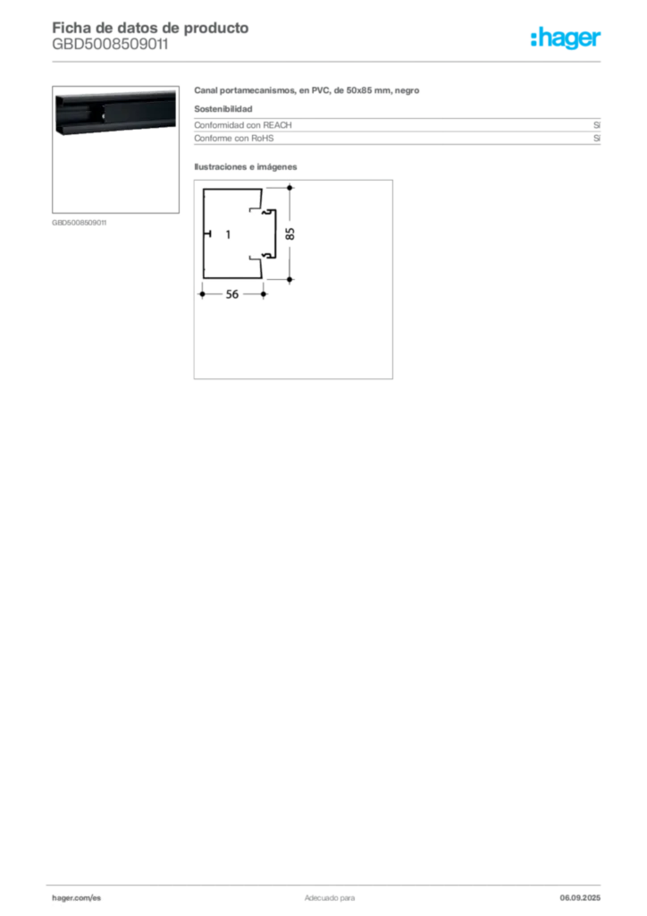 Imagen Hager Ficha de datos de producto GBD5008509011 | Hager España