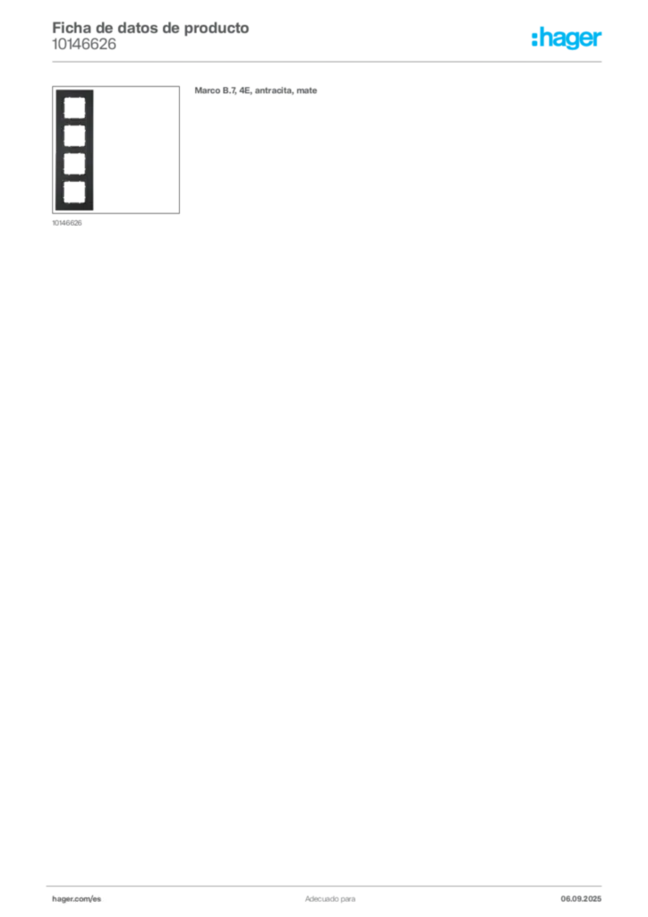Imagen Hager Ficha de datos de producto 10146626 | Hager España