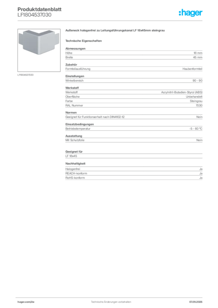 Hager Produktdatenblatt LF1804537030