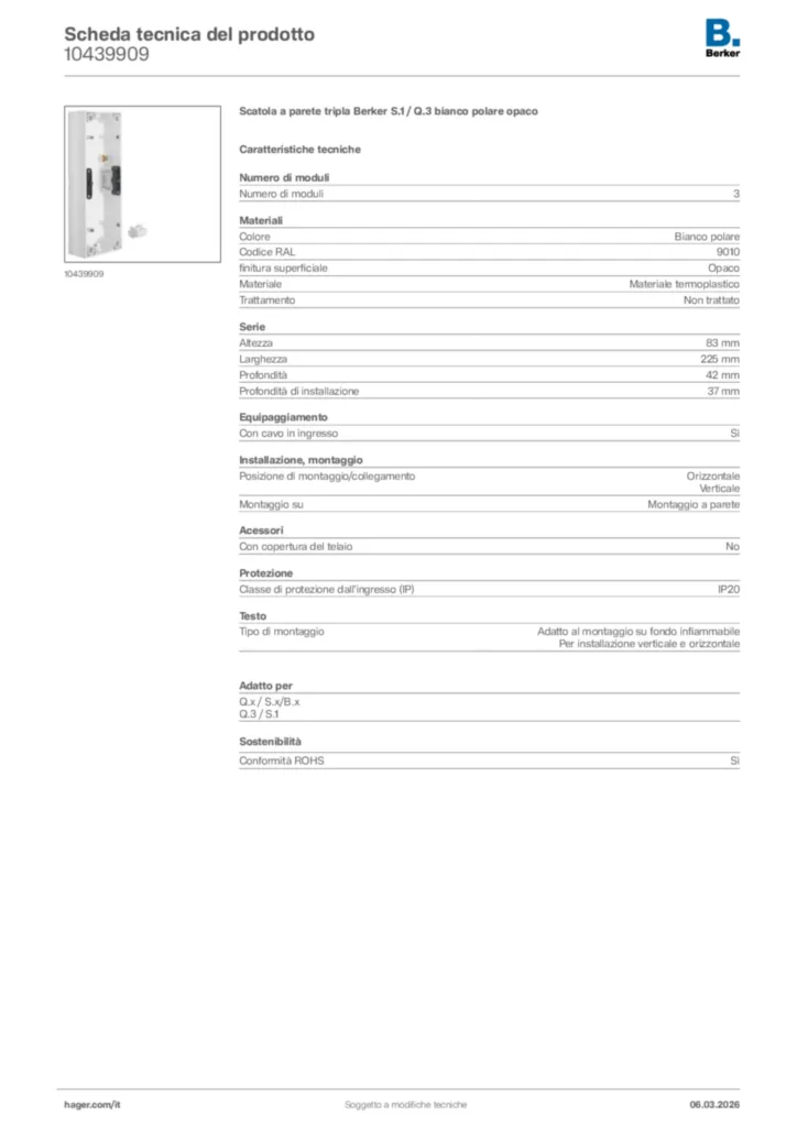 Immagine Berker Scheda tecnica del prodotto 10439909 | Hager Italia