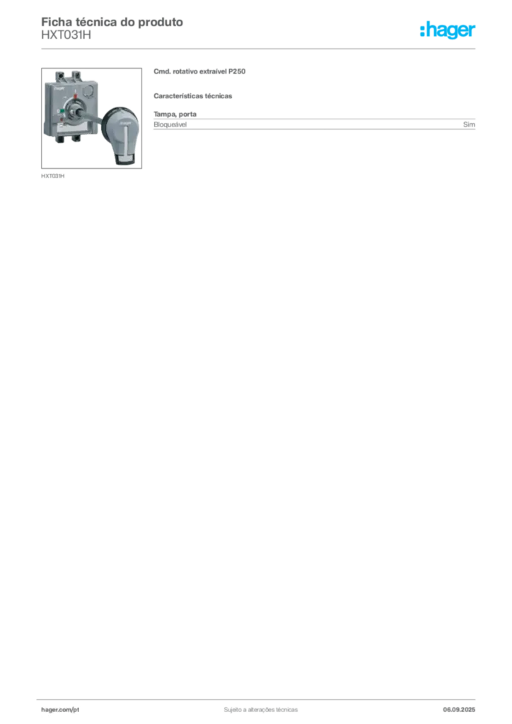 Imagem Hager Ficha técnica do produto HXT031H | Hager Portugal