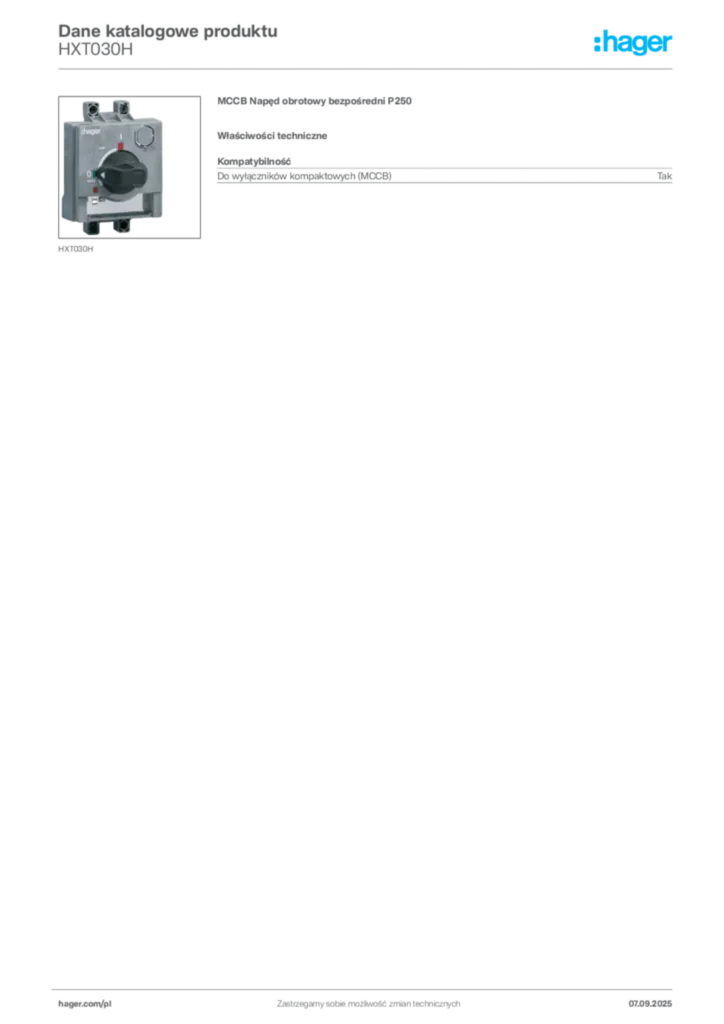 Zdjęcie Hager Dane katalogowe produktu HXT030H | Hager Polska