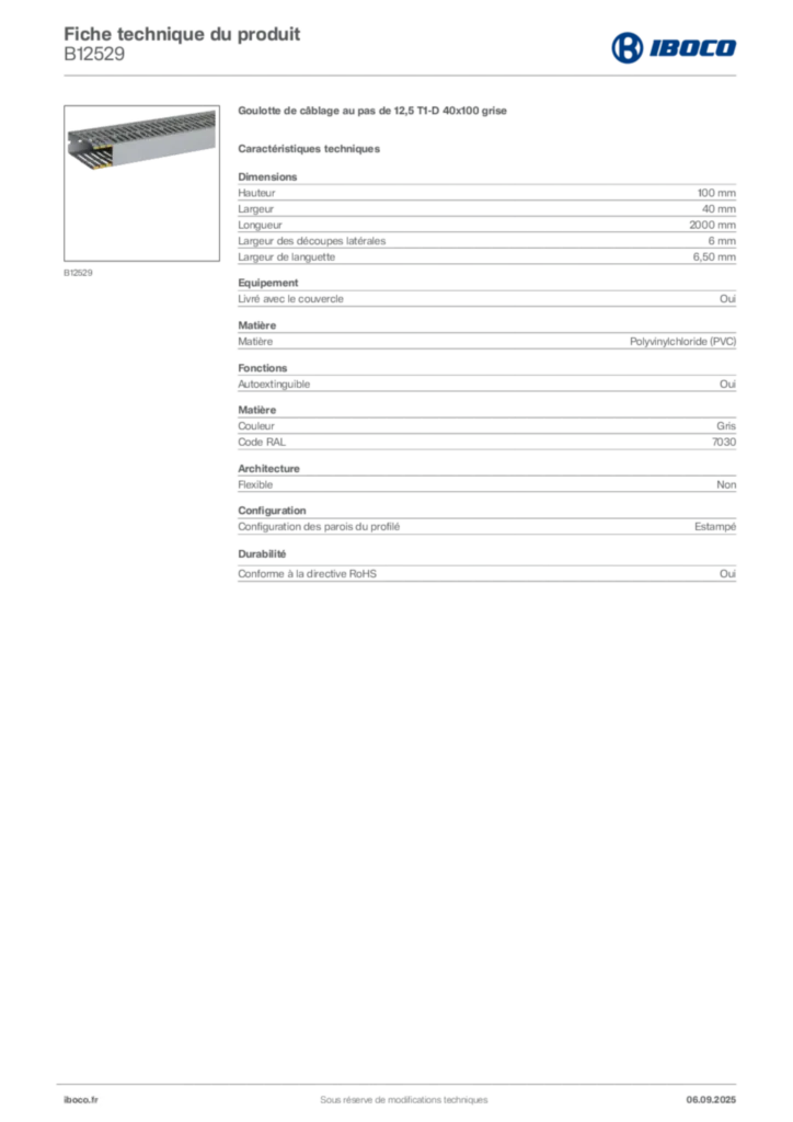 Image Iboco Fiche technique du produit B12529 | Hager France