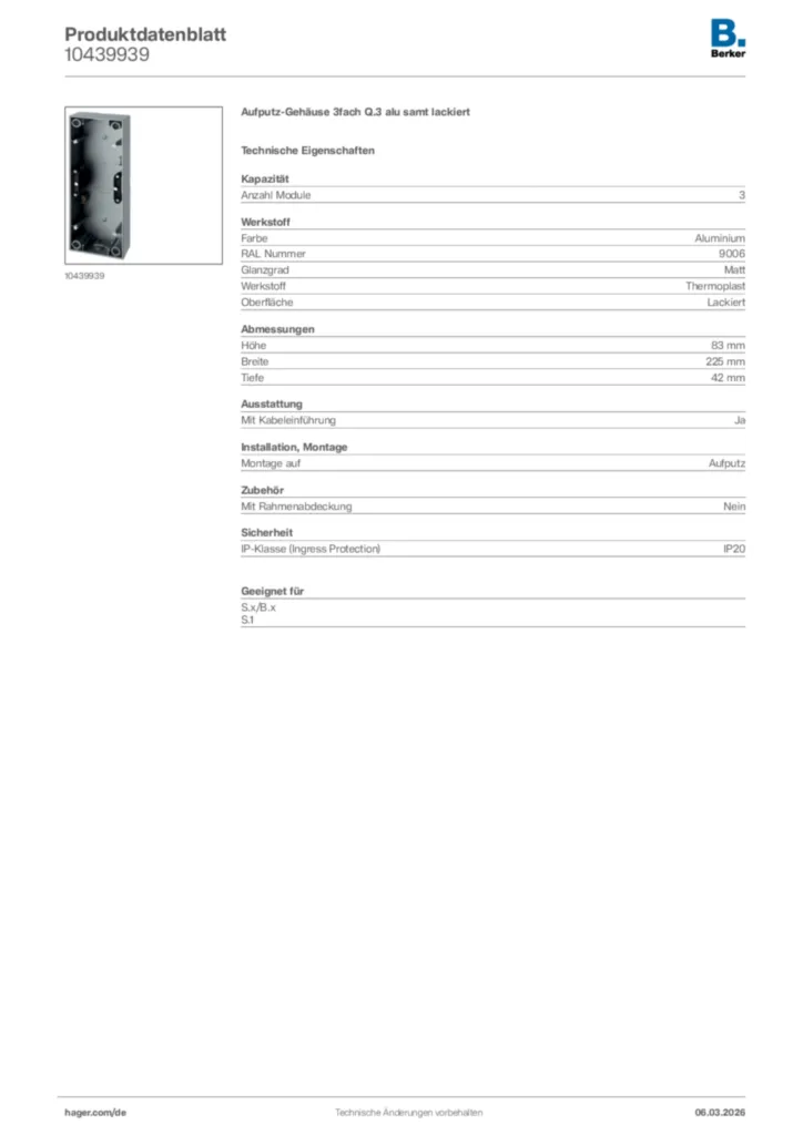 Bild Berker Produktdatenblatt 10439939 | Hager Deutschland