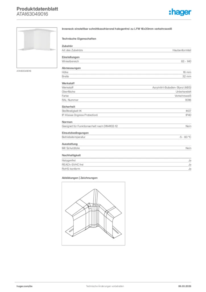 Bild Hager Produktdatenblatt ATA163049016 | Hager Deutschland